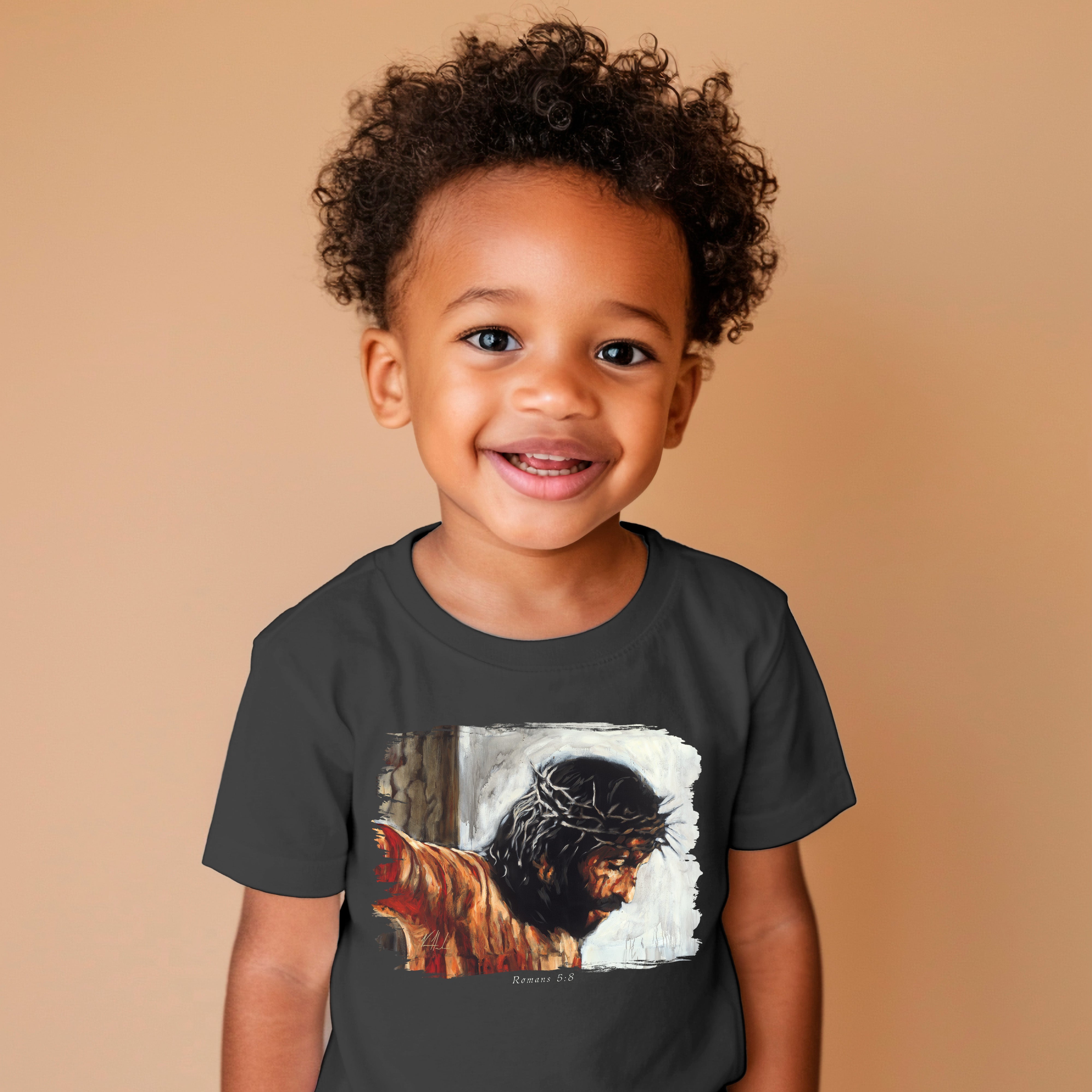 By His Wounds We Are Healed (White Background) - Kids T (Organic Cotton) Vanessa Horabuena