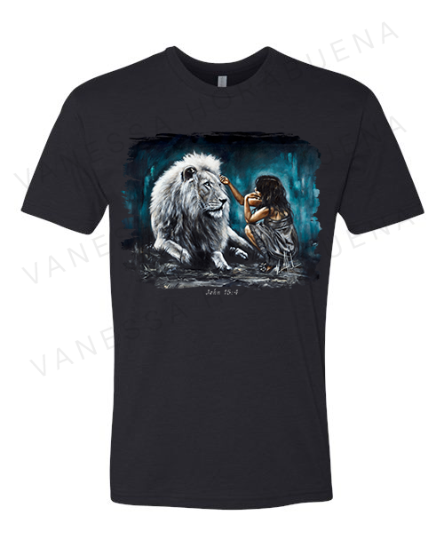 Intimacy with God (Blue Background) - Unisex T-Shirt Vanessa Horabuena Short Sleeve Black Small